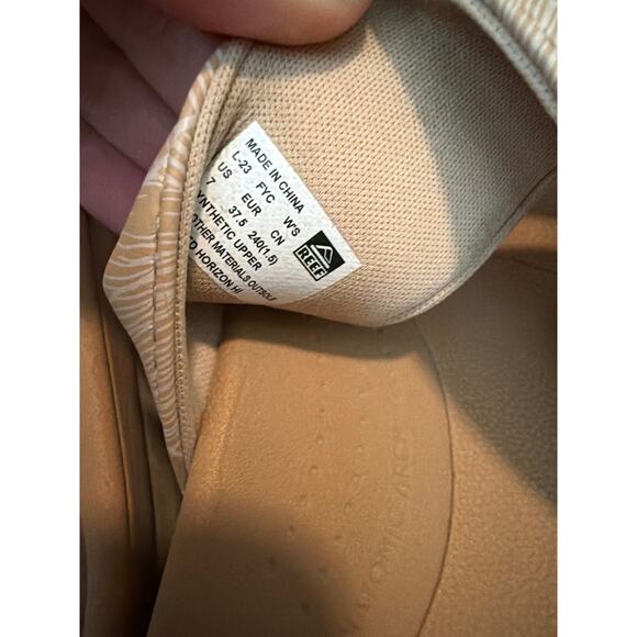 REEF Banded Horizon Hi Platform Slip On Cushion Comfort Slide Sandal, Beige 7 - Picture 5 of 7